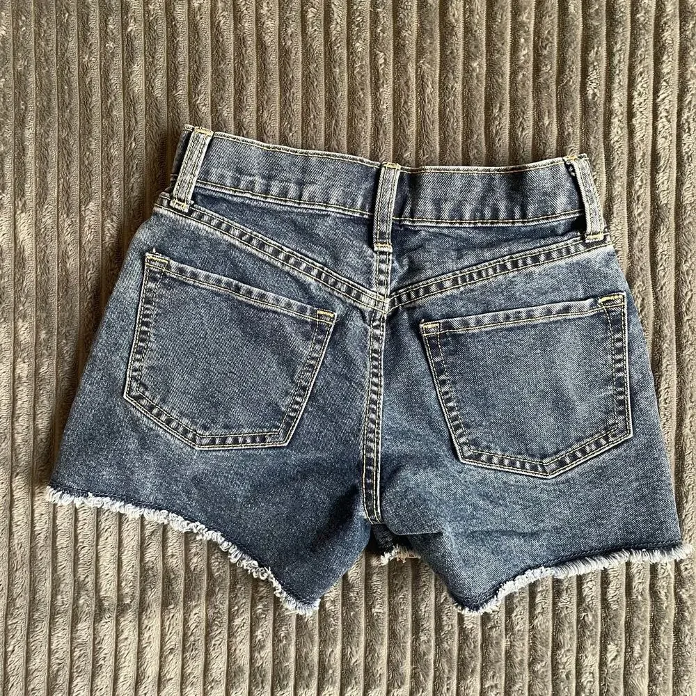 Old Navy Girls 10 Slim High Rise Adjustable Waist Denim Shorts Blue/Black Bundle